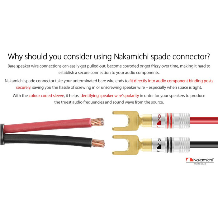 Позолочені бананові роз'єми Nakamichi 24K для акустичних кабелів 12-18 AWG, 4 мм для підсилювачів, Hi-Fi ресиверів та домашніх кінотеатрів, 4 шт (2 пари)