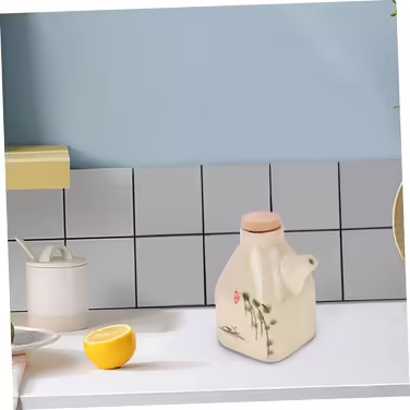 3-Piece Ceramic Vinegar Dispenser for the Kitchen - Spice Container, Sauce, Vinegar, Oil Pot. Olive Oil Dispenser with Lid Design for Easy Cleaning and Durable Use.