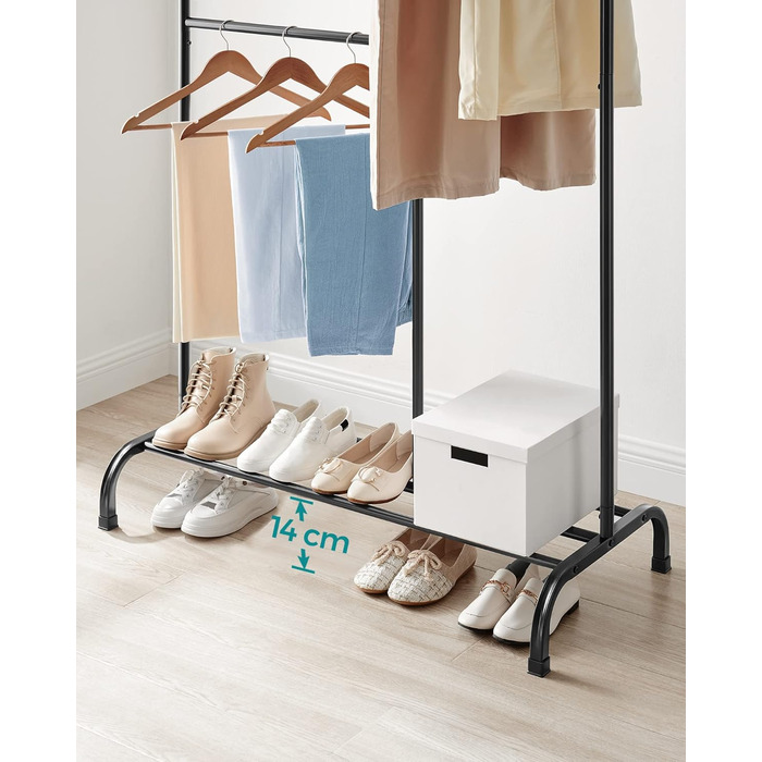 SONGMICS Clothes Rack, Clothes Rod, Holds up to 100 kg, with Adjustable Rod, for Bedroom, Living Room, Hallway, Black HSR103B01