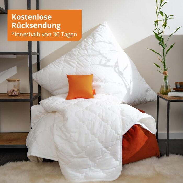 Sleepling Pillow, Bamboo 80 x 80 cm, Cover 100% Cotton quilted with 100% Viscose (Bamboo Fiber), 350 gr. Fill Weight, Ökotex certified, Washable, White