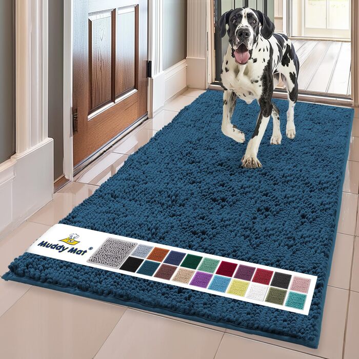 Гігроскопічний килимок для дому та тварин Muddy Mat® з мікрофібри, протиковзкий, що миється, Atlantic Blue, 76.2 x 48.3 см