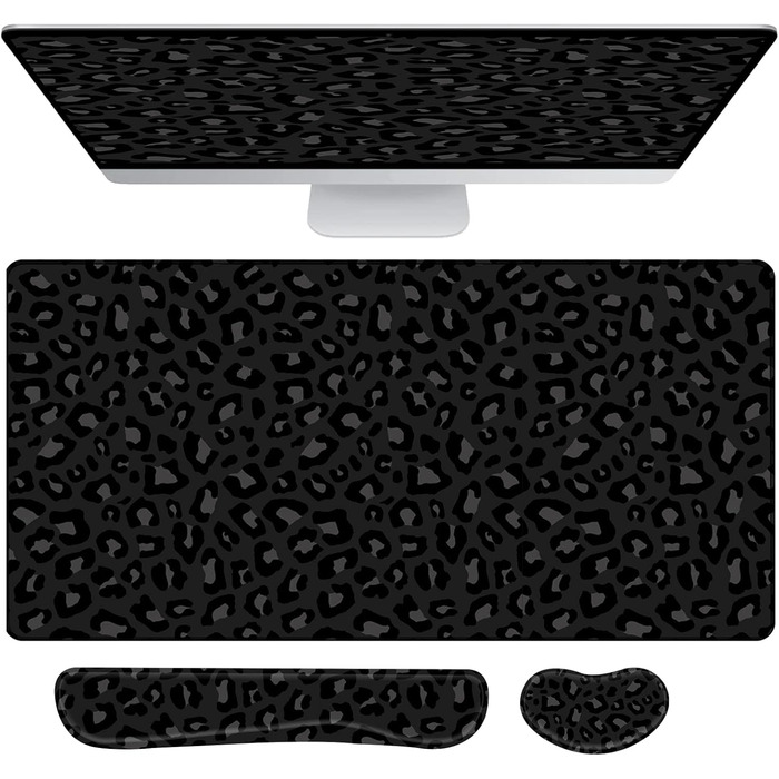 Килимок для миші 80x40 см 3-в-1 з підставкою для зап'ястя та клавіатури, антиковзаюча основа, стильний дизайн для геймерів, дому та офісу (J3-Gepard)