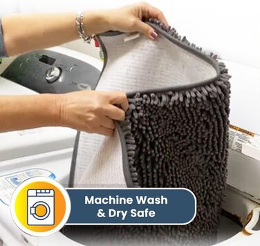 Килимок Muddy Mat® для підлоги та домашніх улюбленців, суперпоглинаючий мікрофібра, нековзний, товстий, праний, для кухні, ванної, спальні, приміщення й вулиці, сірий, розмір M, 76,2x48,3 см
