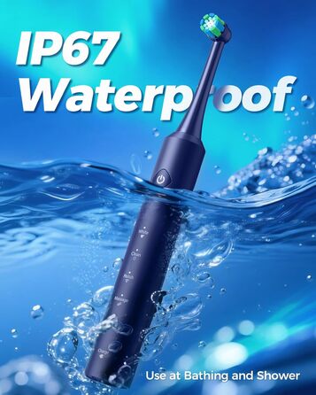 Електрична зубна щітка Rotierende для дорослих з 8 насадками, 4 режими чищення, 60 днів роботи, Smart-таймер 2 хв - професійна електрична зубна щітка (синя)