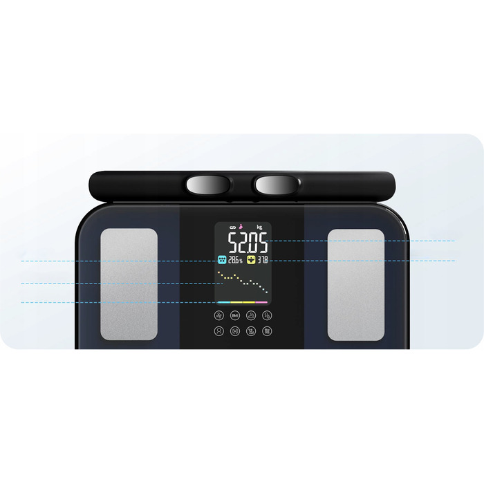 Аналітичні ваги для ванної кімнати, 8 електродів, білі — Визначення складу тіла, Bluetooth, Додаток, до 180 кг