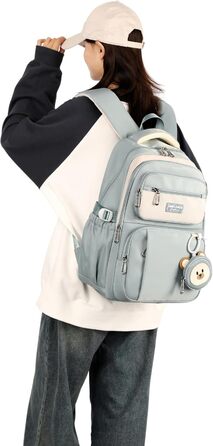 Шкільний рюкзак Makukke для дівчаток, водонепроникний, 30л, для 5 класу, з милим брелоком, зелений