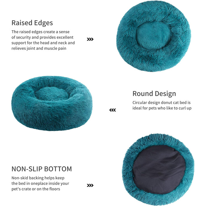 Кругле ліжко для собак та котів BVAGSS, м'яке, плюшеве, діаметр 50 см, блакитне (XH034)