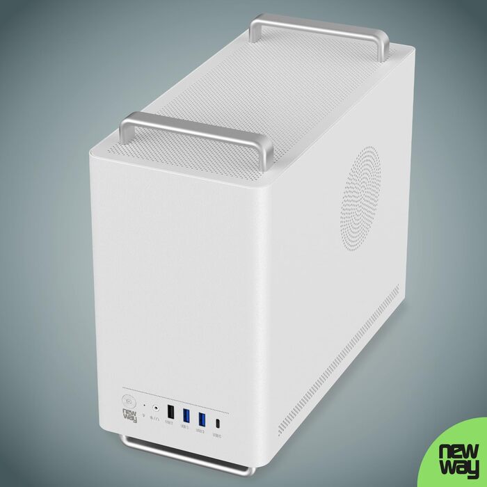 NEWWAY NC1 - Міні-ПК Tower у корпусі з металевою сіткою (білий) - Mini-ITX, Micro-ATX, ITX, USB Type-C, 9MM вентилятор
