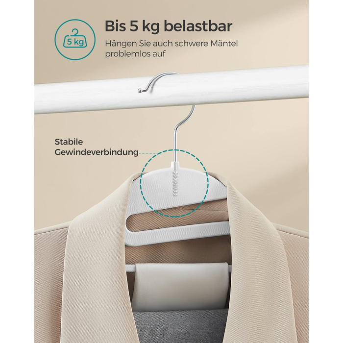 Плечики для одягу SONGMICS, 20 шт., пластикові, з поворотним гачком, 41.5 см, сірі