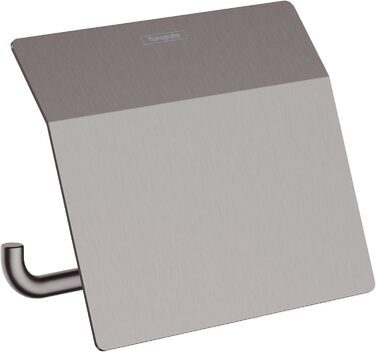 Hansgrohe AddStoris Toilet Paper Holder - Wall Mounted Tissue Holder with Cover - Brushed Black Chrome Bathroom Accessory
