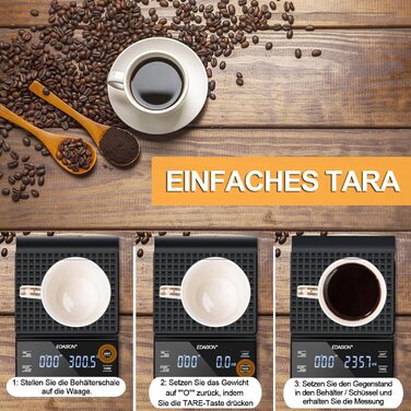 Електрична вага для кави з таймером, 0,1г/3кг, преміум-якість, для приготування еспресо, з LED-дисплеєм, чорна