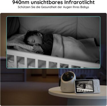 Дитячий відеоняня BOIFUN з камерою, WiFi 360°, 2 MP, моніторинг руху, інфрачервона нічна зйомка, датчик температури, мобільний додаток, 4x зум, Baby 3SM