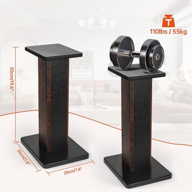 Підставка для акустики OUUTMEE 60 см (24 дюйми) з дерева – міцна підставка Hi-Fi для домашнього кінотеатру, універсальний тримач для акустичних систем для книжкових полиць з пісочною засипкою (2 шт.)