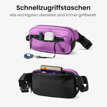 Сумка-слінг tomtoc Anti-Diebstahl 3.5L з RFID-захистом для Switch, iPad mini | Водовідштовхувальна | для чоловіків та жінок | EDC, подорожі, повсякденне використання | X-pac Lila