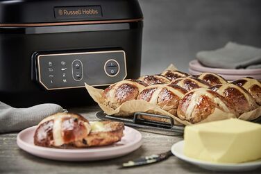 Аерофритюрниця Russell Hobbs SatisFry XL 5,5 л, мультифункціональна, Rapid Air, електрична, гриль, мультикухар, антипригарна, підходить для посудомийної машини, верхнє та нижнє нагрівання, повільне приготування, випічка, модель 26520-56