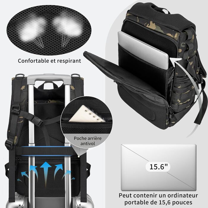 Рюкзак для камери OUUTMEE з відділенням для ноутбука 15.6 дюймів - водонепроникний рюкзак для фотокамери, міцний рюкзак для DSLR/SLR, сумісний з Canon, Nikon, DJI дронами | Знімний м'який вкладиш |