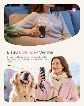 Електричні грілки для рук OCOOPA 2 шт., багаторазові, 4000mAh, подарунок на Новий рік, 1,5 см, в рукавички, зимові аксесуари, Ocoopa x UT5 Wiesengeflüster (Кількісний випуск)