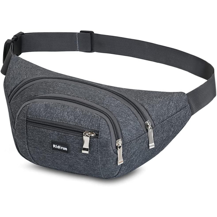 Водонепроникна поясна сумка на пояс для жінок та чоловіків, 3 кишені на блискавці, для піших прогулянок, відпочинку на природі, спорту, подорожей, гаманець (Сірий)