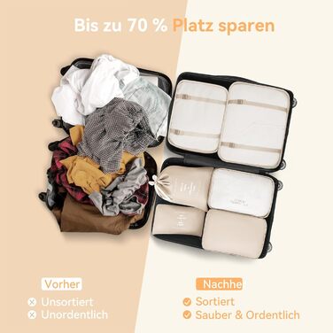 Набір органайзерів для валізи 12 шт. бежевого кольору - Packing Cubes для подорожей, дорожній органайзер