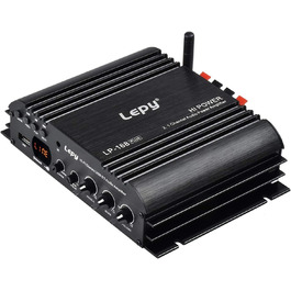 Lepy LP-168 Plus Bluetooth підсилювач 2.1 канали, 2x45Вт+68Вт, HiFi цифровий стерео бас, USB, MP3, MP4, DVD, для авто, з LED підсвіткою