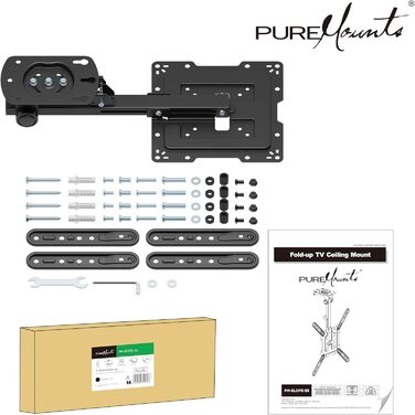 Кріплення для телевізора на стелю PureMounts, 13-27 дюймів, поворотне, нахильне, регульоване по висоті, VESA 100x100, чорний