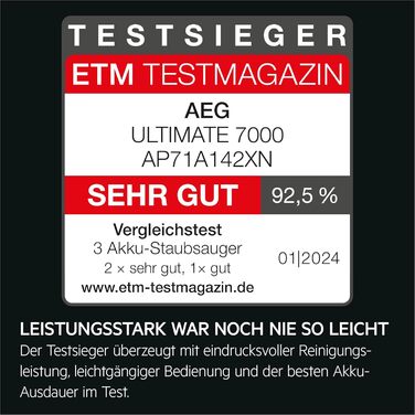 Бездротовий пилосос AEG Hygienic 7000: потужний, легкий, для алергіків, 40 хв роботи, 120 м², 5-ступенева фільтрація, для всіх поверхонь, автоматичний режим, з аксесуарами (2023)