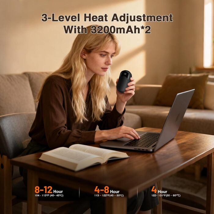 Електричні грілки для рук 2 шт., перезаряджувані 6400mAh, USB, ультралегкі, для зимових прогулянок, катання на лижах, подарунок