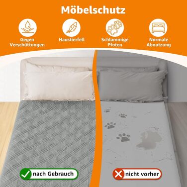 Водонепроникний килимок для собак Pick for Life 208x208 см - захист дивану та ліжка. Миючий килимок для великих та маленьких собак, сірий