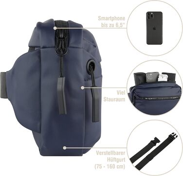 Чоловіча поясна сумка Bugatti Blanc Bauchtasche - для подорожей, повсякденного використання та спорту, блакитна