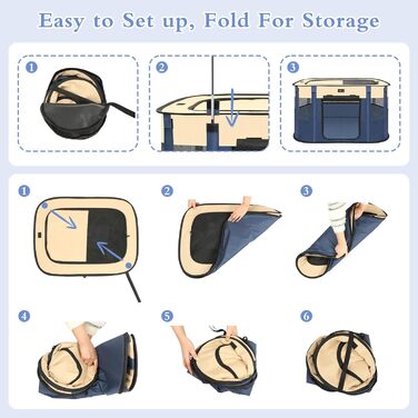 Клітка-загон для собак Aivituvin, переносний загон для котів та інших тварин, розкладний вольєр для собак, намет-коробка з сумкою для транспортування, для дому та вулиці, для маленьких тварин, розмір M (блакитний)