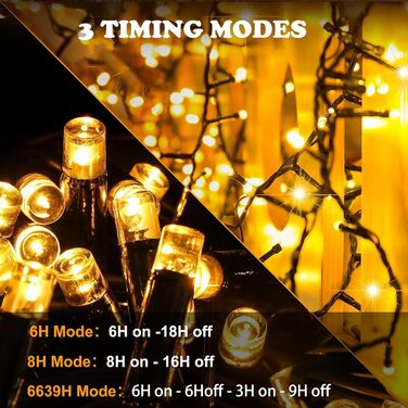 Льодогенератор JSdoin 100/200/300/400/600 LED, вологостійка гірлянда для декору саду, дому, вечірки, ялинки, з таймером, 8 режимів, тепле біле світло, 100 LED