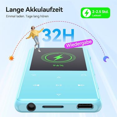 MP3 плеєр AGPTEK 128 ГБ Bluetooth 5.4, 2.4
