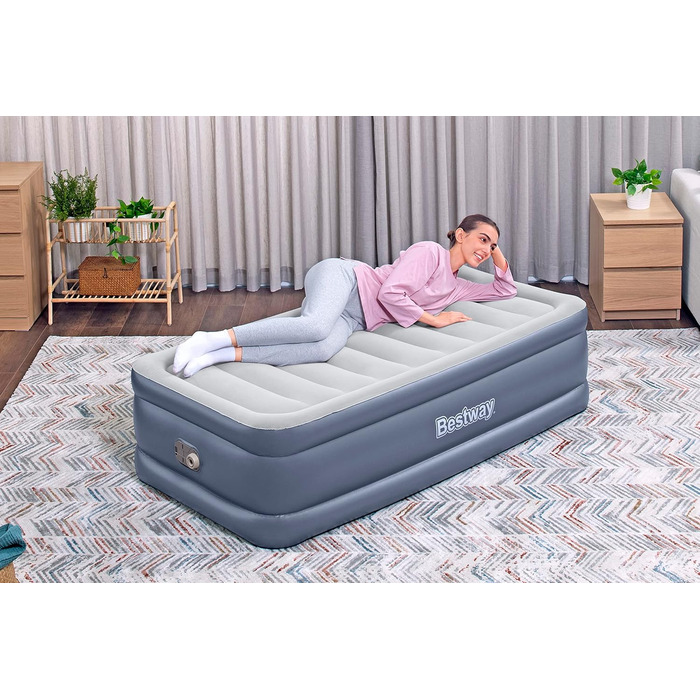 Надувний матрац Bestway TriTech XL Single з вбудованим електронасосом, 191x97x51 см, блакитний