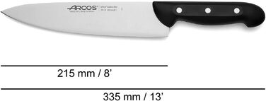 Набір кухонних ножів Arcos Maitre (4 предмети): 3 шеф-ножі та ножиці з нержавіючої сталі з ергономічною ручкою, чорні
