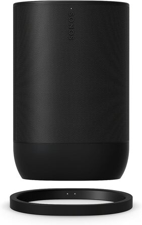 Sonos Move 2: Портативна бездротова колонка Wi-Fi/Bluetooth, чорна. До 24 год роботи, зарядка без дротів, сумісність з Alexa