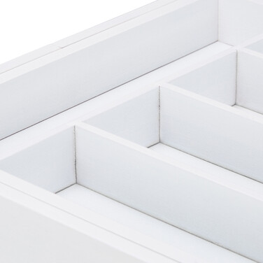 Relaxdays White Bamboo Cutlery Box, Adjustable