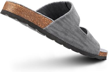 Giesswein Merino Slides жінки - Шльопанці з анатомічною устілкою з корка - Комфортні сандалі з регульованими ремінцями з ажурного трикотажу - Домашні капці з мериносовою устілкою (40 EU, Slate)