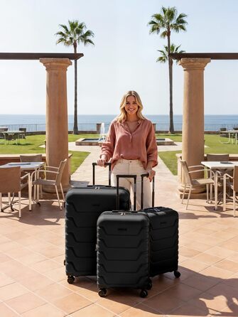 Набір валіз Smartbox Hartschalen 3-х частинний | Розширюваний, з TSA-замком, з поліпропілену | Чорний (Edition 01)
