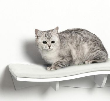 PawHut Cat Climbing Wall, Cat Hammock, Cat Bed, Wall Shelf, Wall Mount, Cat Furniture, Plush MDF, White, 53 x 28 x 12 cm
