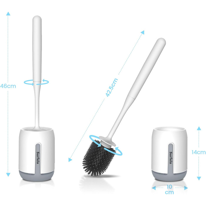 Силіконова щітка для унітазу Klobürste - антибактеріальна, з кріпленням на стіну, швидковисихаюча, для глибокого очищення, без розбризкування