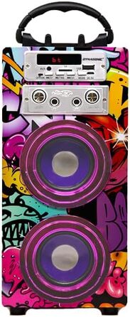 Караоке DYNASONIC з 2 мікрофонами, портативна караоке-машина, Bluetooth-колонки, USB та SD-картрідер, світлові ефекти, подарунок для дітей 5-13 років (025-12 Licht)