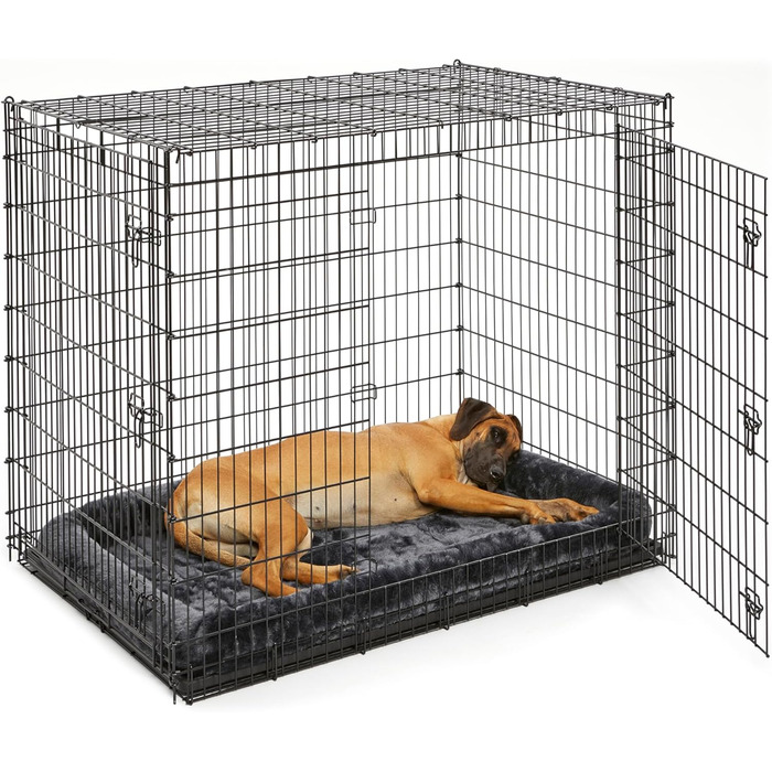 Кія для собак Ginormous SL54DD Midwest Homes for Pets з подвійними дверцятами, чорна, для великих порід (Дог, Мастиф, Бернез)