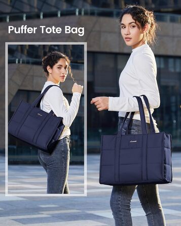 Сумка для ноутбука LOVEVOOK: велика жіноча сумка-шоппер, сумка-папка, портфель, тоут-сумка для роботи, навчання (15,6 дюймів, темно-синій)