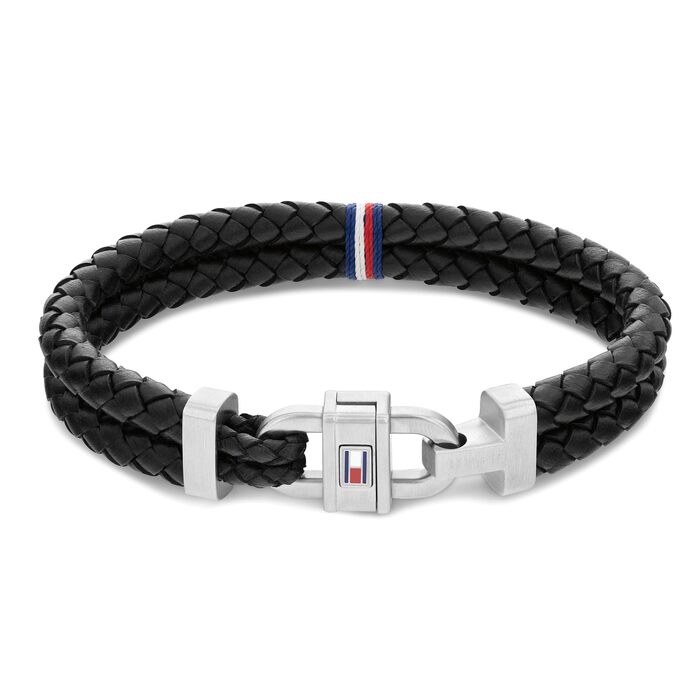 Браслет чоловічий Tommy Hilfiger шкіряний з нержавіючої сталі (синій/чорний)