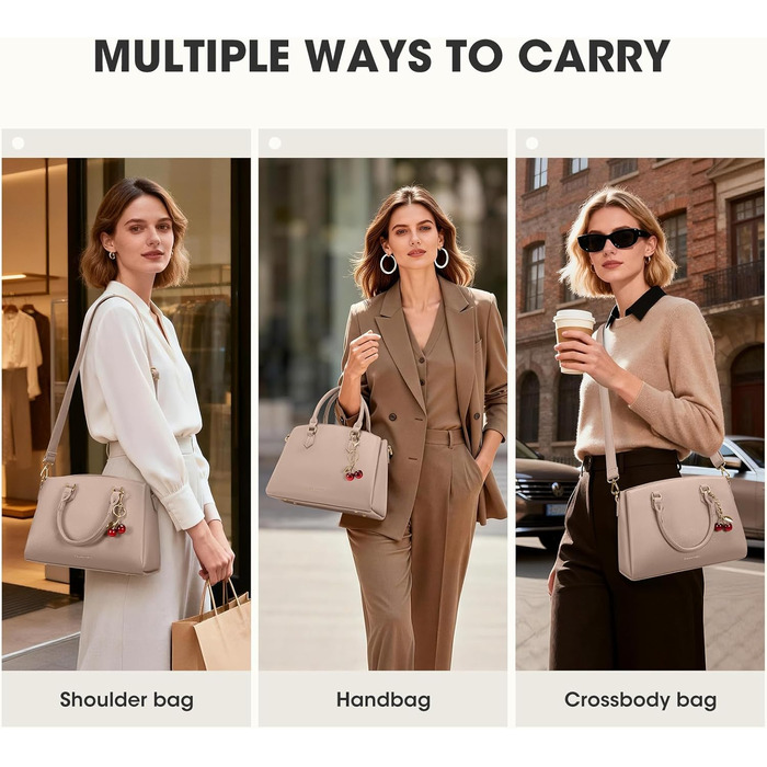 Сумка жіноча RAINSMORE середнього розміру з PU шкіри, хакі. Для планшета 11