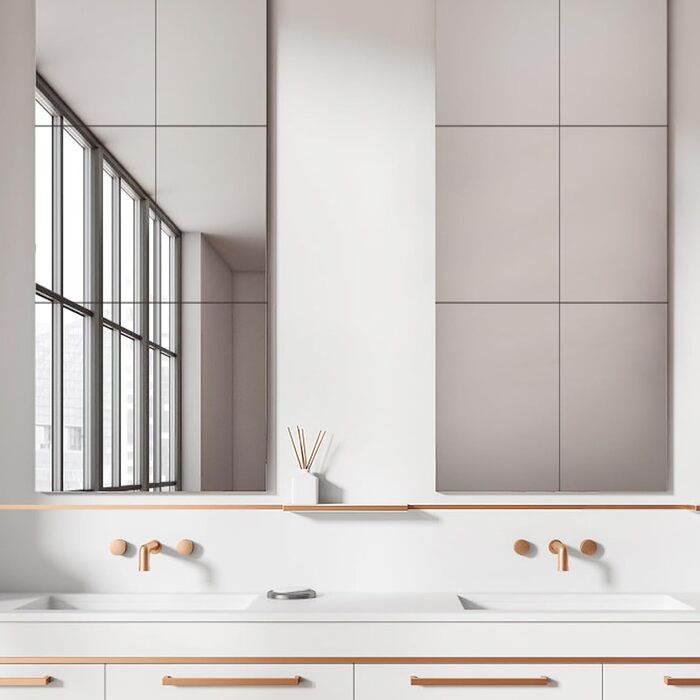 Клейкі дзеркальні наклейки на плитку, 4 шт. - акрилові дзеркала для школи, дому, ванної кімнати (30 x 20 см, прямий кут)