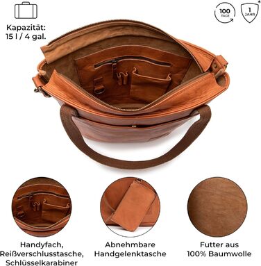 Сумка жіноча шкіряна через плече Berliner Bags Verona (коричнева). Велика сумка-шопер з YKK-застібкою