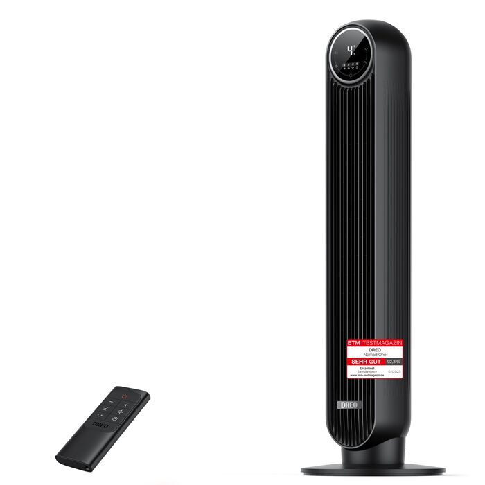 Турбовентилятор Dreo Nomad One: тиха робота, 4 швидкості, 90° осциляція, таймер 8 год, чорний