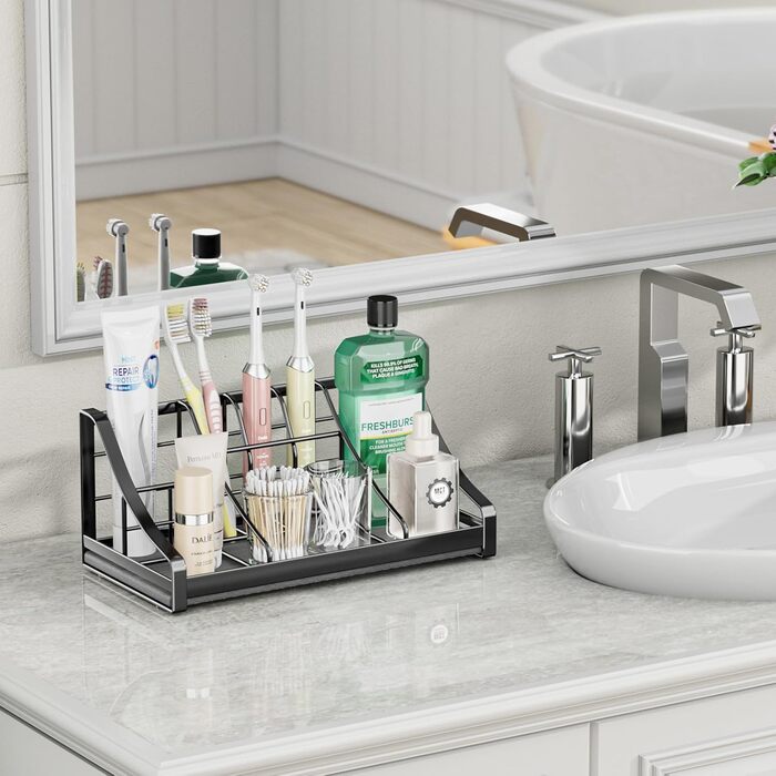 Toothbrush Holder, Quick-Drying Organizer – Bathroom Countertop Organizer, Kids, Electric Toothbrush Toothpaste Holder – 7 Compartments, Bathroom Vanity, Accessories, Storage