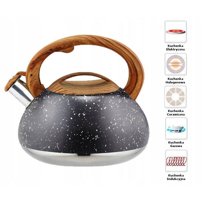 Класичний сталевий чайник Karl Hausmann, 3 л, чорний/сірий